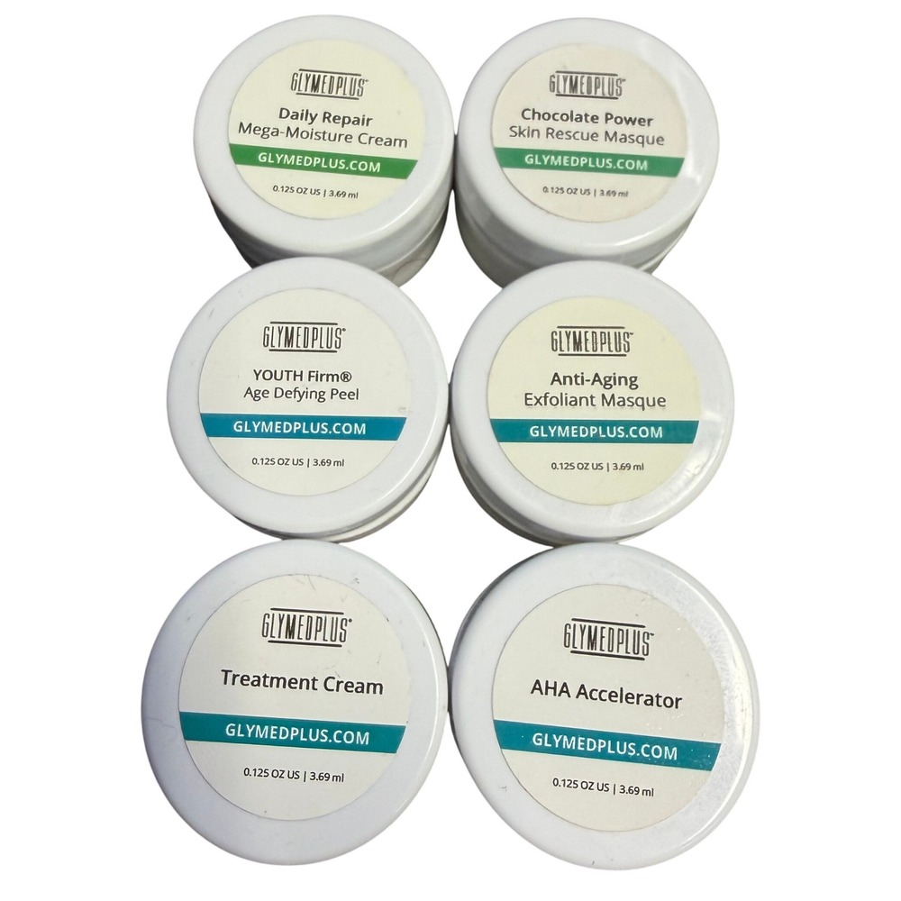 GlyMed Plus Skincare Travel Set 6pc AHA Accelerator Masque Peel Moisture Cream
